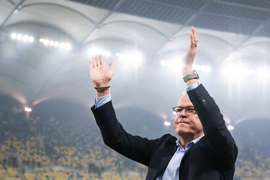 Janne Andersson, head coach of Sweden celebrates