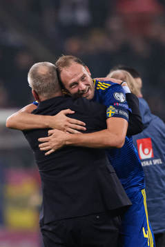 Janne Andersson, head coach, and Andreas Granqvist of