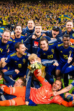 The Swedish team celebrates