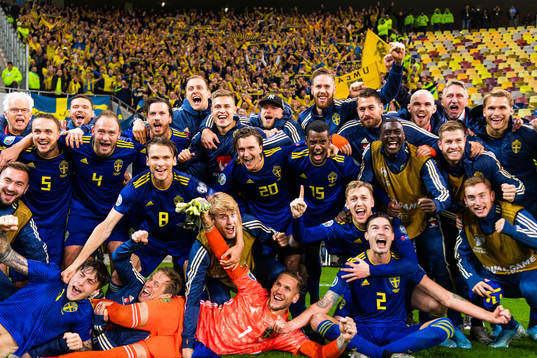 The Swedish team celebrates