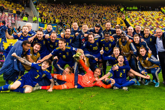 The Swedish team celebrates
