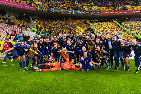 The Swedish team celebrates