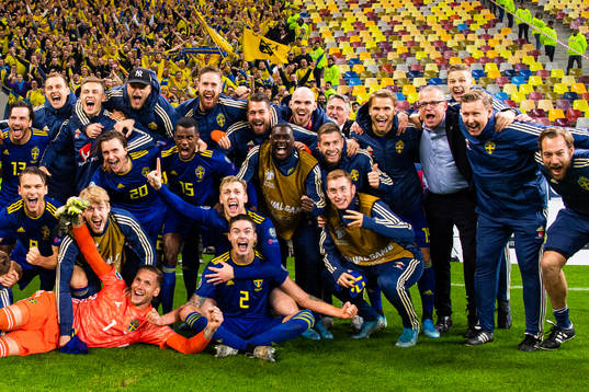 The Swedish team celebrates