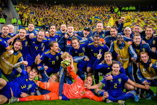 The Swedish team celebrates