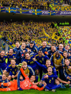 The Swedish team celebrates