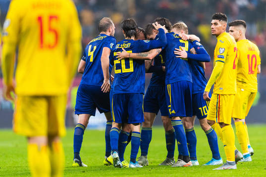 Players of Sweden celebrate