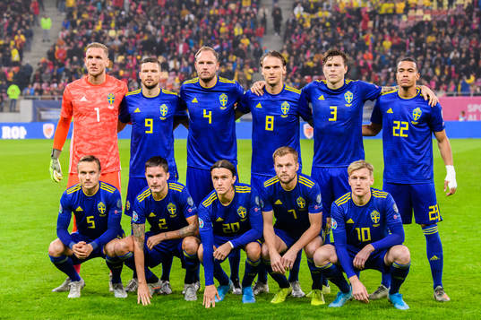Starting eleven of Sweden, top row from the left goalkeeper