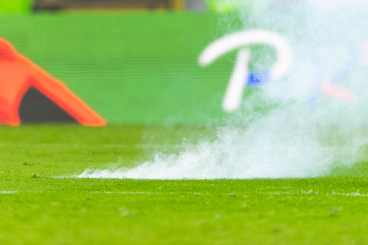 A pyrotechnical object has been thrown onto the pitch