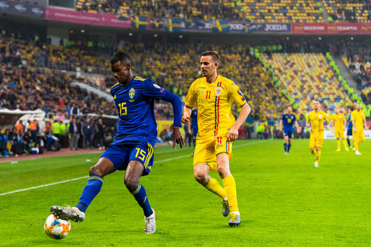 Alexander Isak of Sweden and Nicusor Bancu of Romania