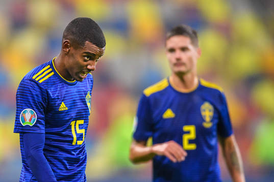 Alexander Isak of Sweden looks dejected