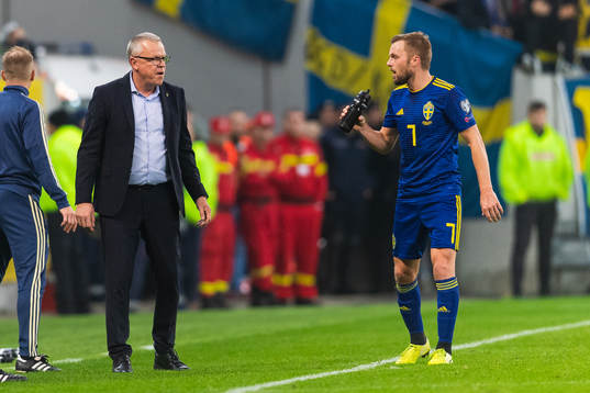 Janne Andersson, head coach of Sweden and Sebastian Larsson