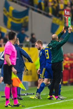 Sebastian Larsson of Sweden is substituted for Gustav