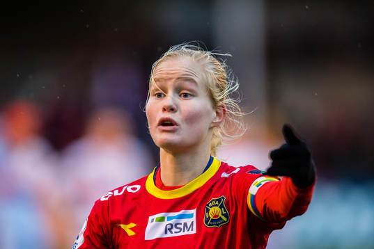 Katrine Emilie Winnem Jørgensen of Røa reacts