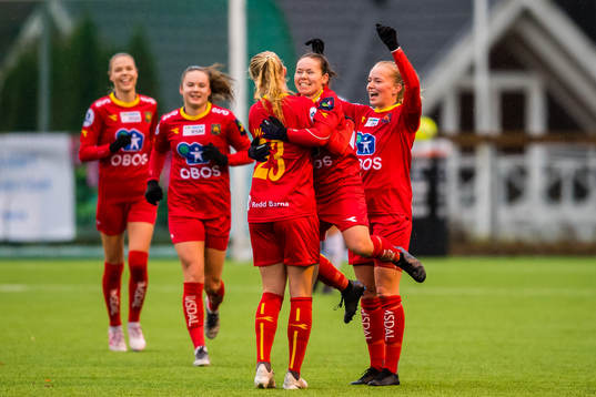 Katrine Emilie Winnem Jørgensen of Røa celebrates