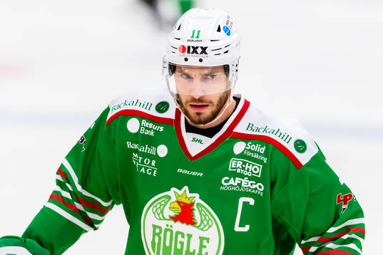 Rögles Mattias Sjögren innan ishockeymatchen i SHL mellan