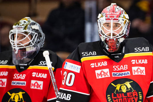 Luleås målvakt Joel Lassinantti och målvakt David Rautio
