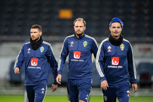 Marcus Berg, Andreas Granqvist and Mikael Lustig of the