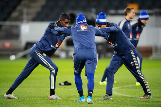 Alexander Isak, John Guidetti and Robin Quaison of the