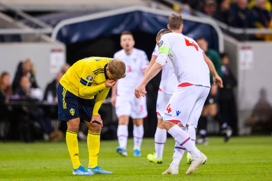 Sebastian Andersson of Sweden in pain