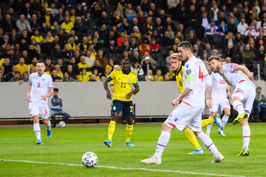 Sebastian Andersson of Sweden score the 1-0 goal