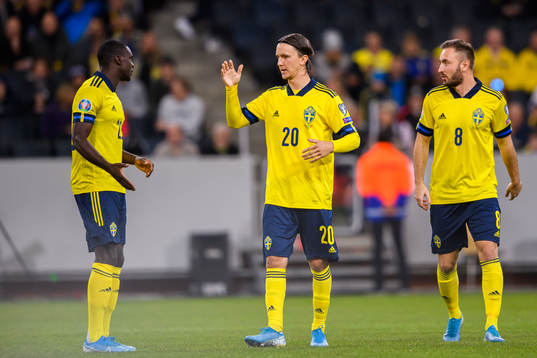 Ken Sema, Kristoffer Olsson and Muamer Tankovic of Sweden
