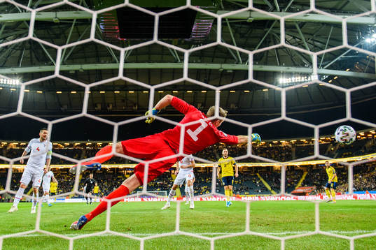 Sebastian Andersson of Sweden (not pictured) scores the 1-0