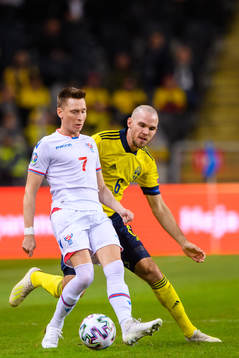 Kaj Leo Bartalsstovu of Faroe Islands and Marcus Danielson