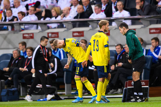 John Guidetti of Sweden enters the pitch for substituted