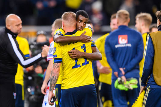 John Guidetti and Alexander Isak of Sweden