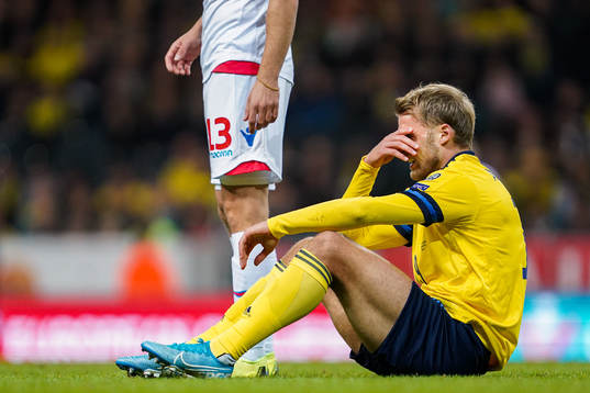 Sebastian Andersson of Sweden in pain