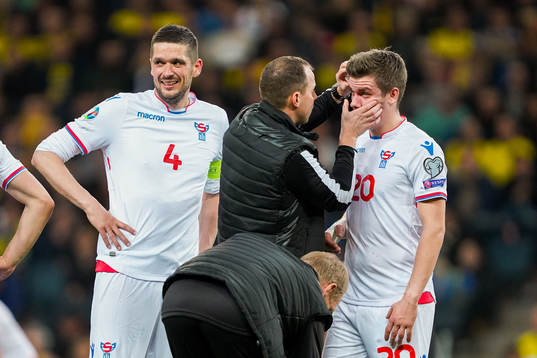 Joannes Bjartalid of Faroe Islands in pain