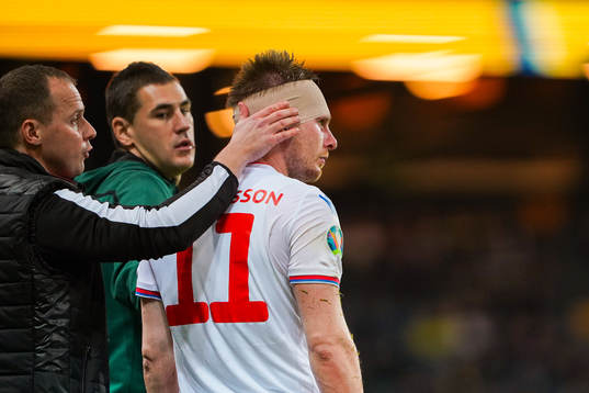 Klaemint Olsen of Faroe Islands in pain