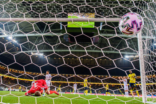 Sebastian Andersson of Sweden (not pictured) scores the 1-0