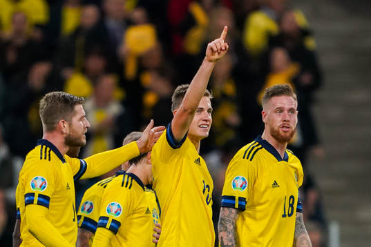 Mattias Svanberg of Sweden celebrate with teammates