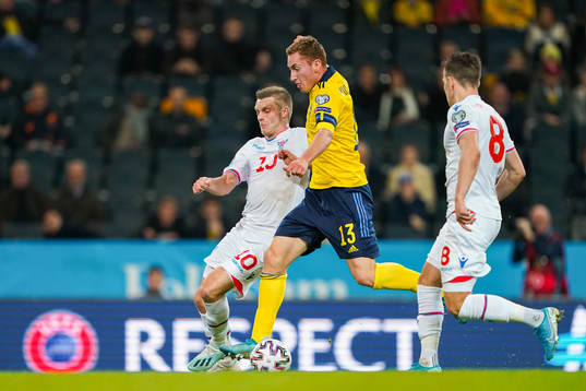 Solvi Vatnhamar of Faroe Islands and Dejan Kulusevski of