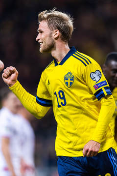 Sebastian Andersson of Sweden celebrates scoring 1-0