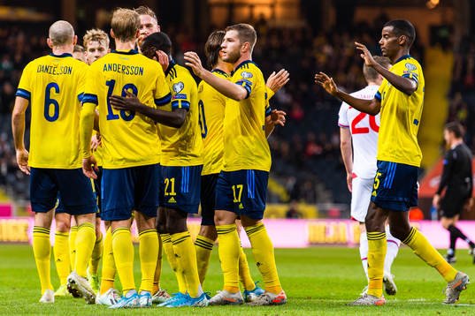 Sebastian Andersson of Sweden celebrates with Ken Sema,