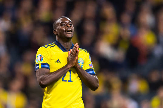 Ken Sema of Sweden looks dejected
