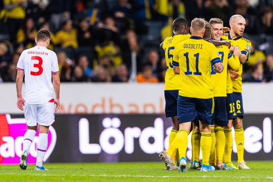 Mattias Svanberg of Sweden celebrates with Alexander Isak,