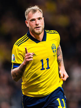 John Guidetti of Sweden celebrates scoring 3-0