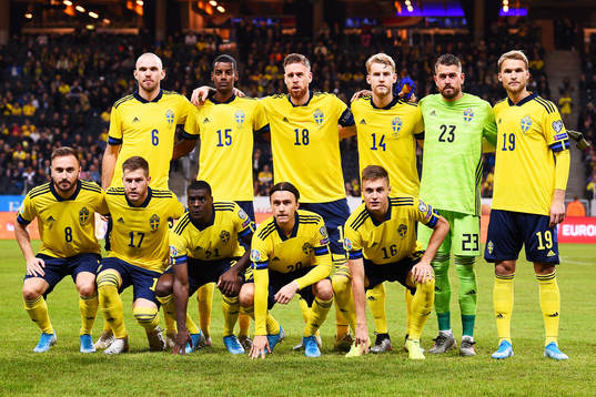 The starting eleven of Sweden, from the top left, Marcus