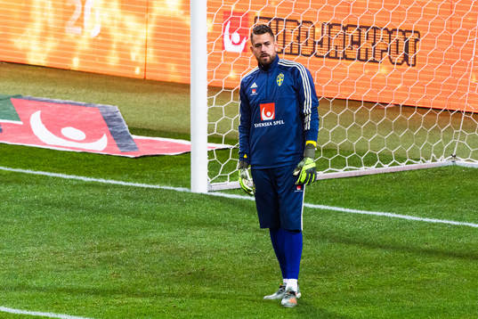 Goalkeeper Kristoffer Nordfeldt of Sweden