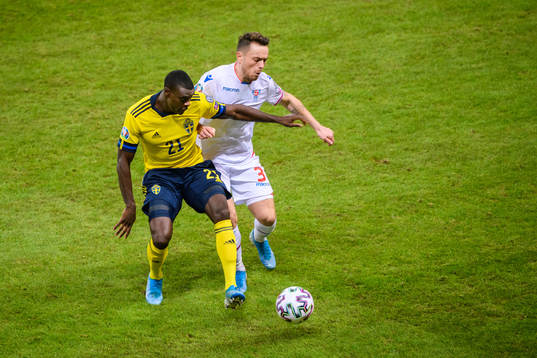 Ken Sema of Sweden and Viljormur Davidsen of Faroe Islands