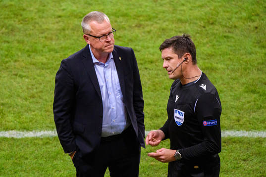 Janne Andersson, head coach of Sweden and fourth official