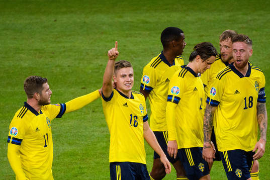Mattias Svanberg of Sweden celebrate with teammates