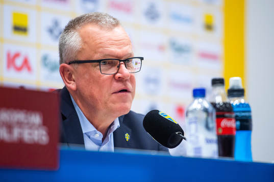 Janne Andersson, head coach of Sweden at the press