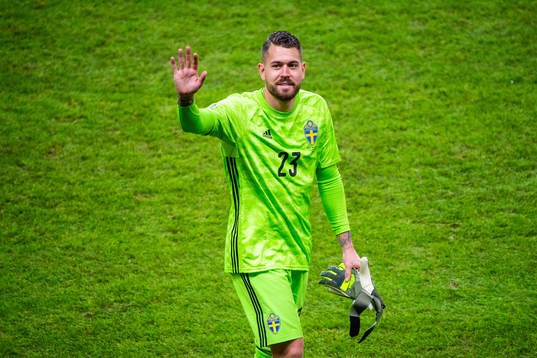 Goalkeeper Kristoffer Nordfeldt of Sweden