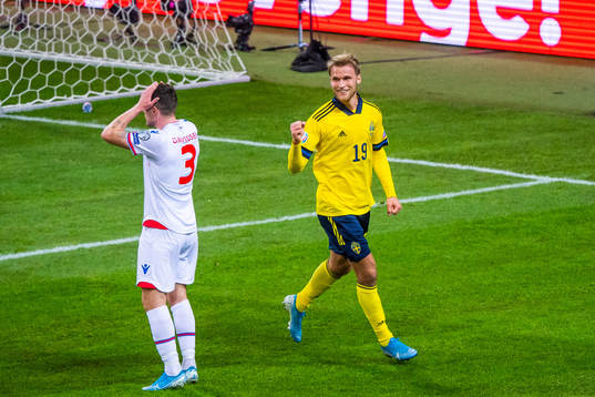 Sebastian Andersson of Sweden celebrates the 1-0 goal