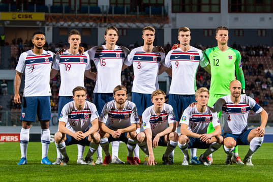 The starting eleven of Norway, from the top left, Joshua