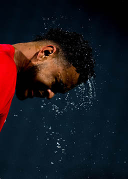 Joshua King of Norway warms up
